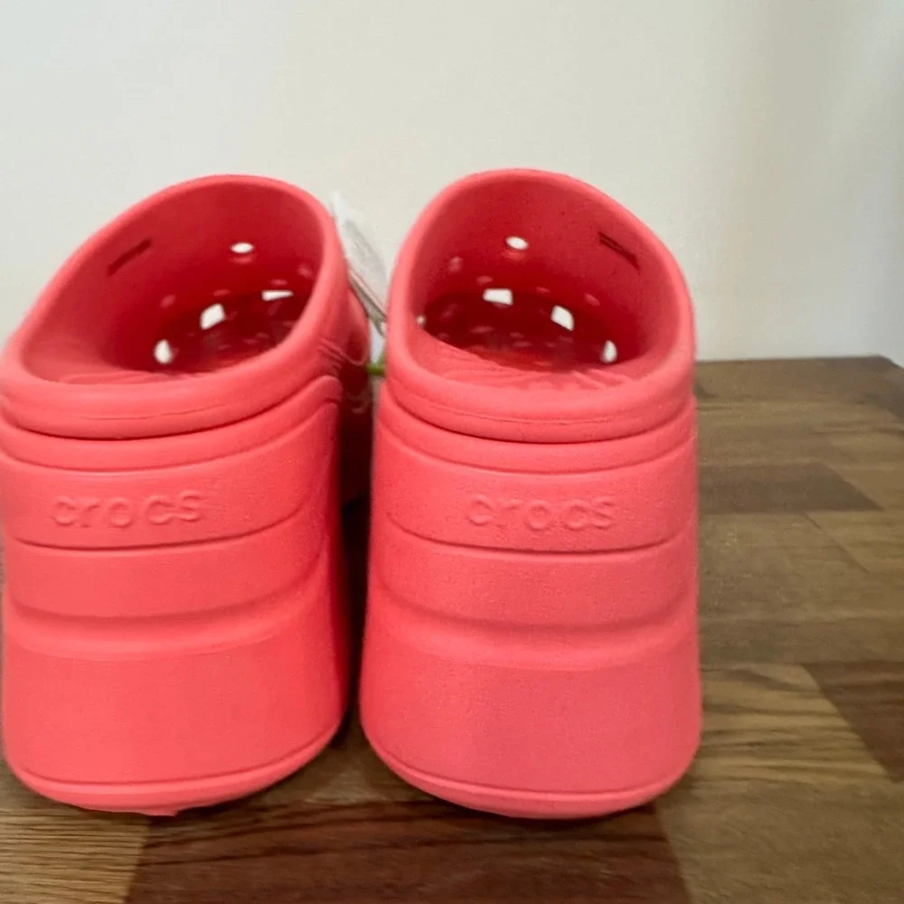 CROCS Womens Siren Clogs 12 Hot Pink Rubber Platform Heel Closed Toe Chunky - Picture 4 of 6